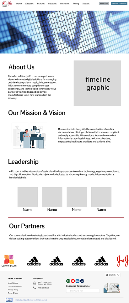 eIFU about page wireframe