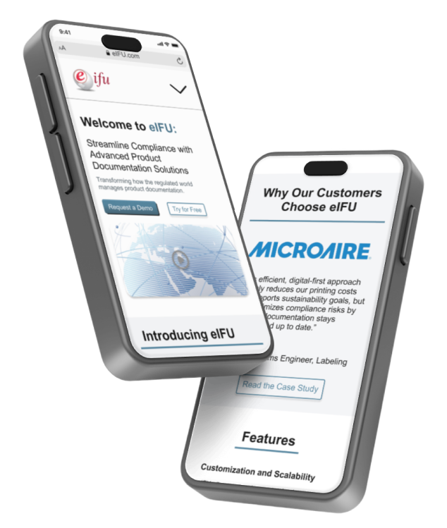 eIFU homepage responsive mobile mockup