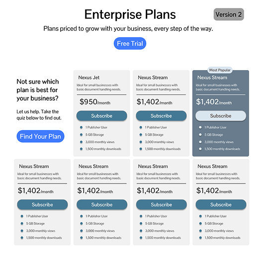eIFU pricing cards — version 2 with refreshed modern styling