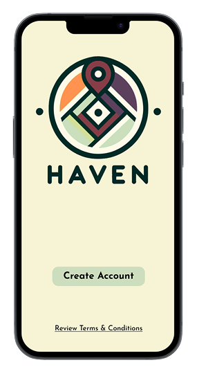 Haven onboarding screen — Create Account